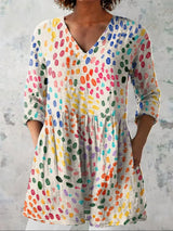 Hannah | Watercolour Polka Dot V-Neck Shirt